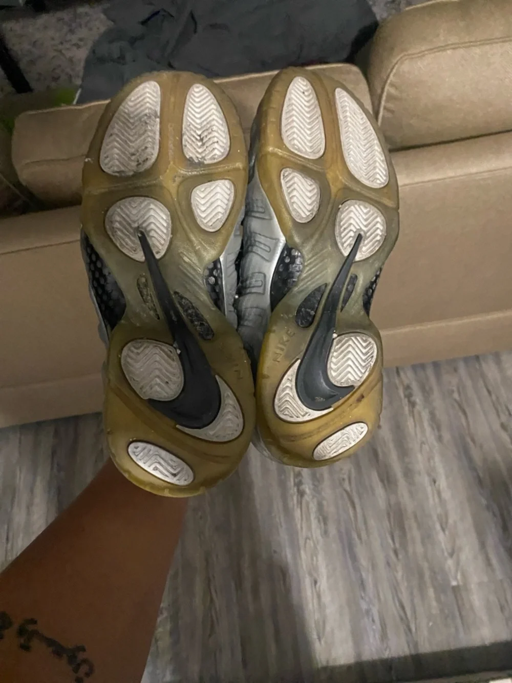 Nike Kids Silver and Black Foamposite Sneakers - Picture 2 of 3